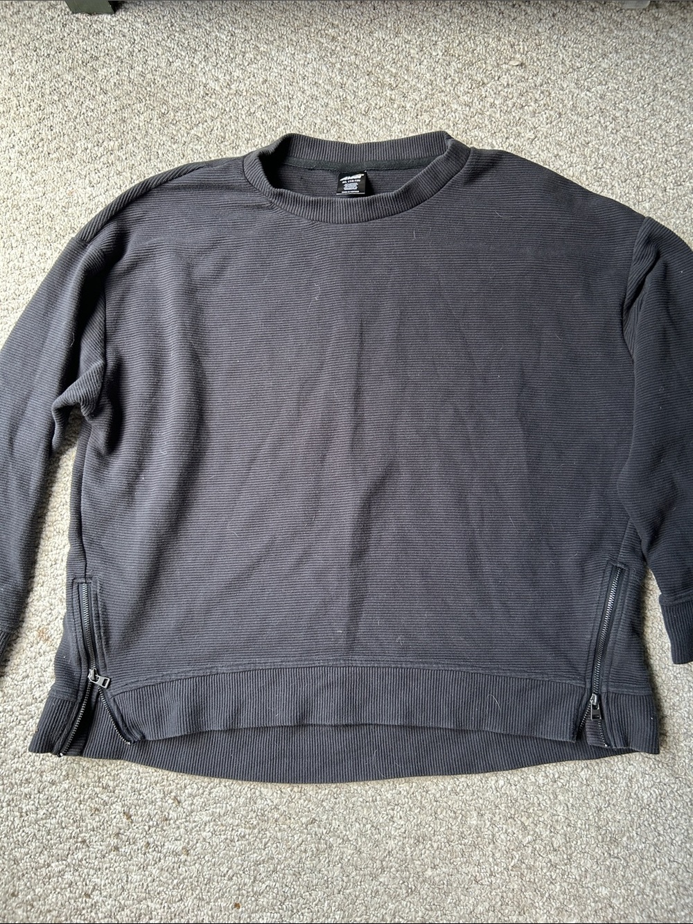 Avia Black Women's Crewneck Sweatshirt with Hem Zips